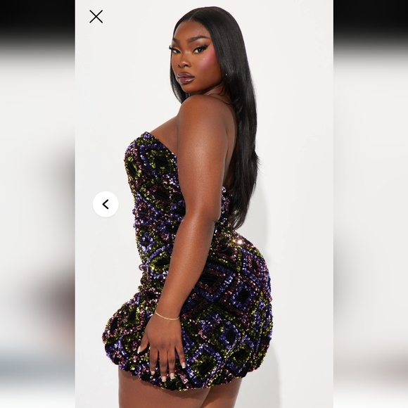 Fashion Nova Women's 2X Cleo Sequin Bubble Mini Dress - Picture 2 of 11
